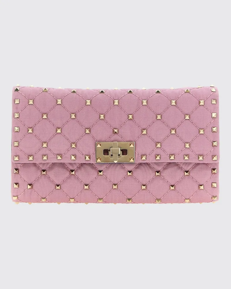 Valentino Garavani Rockstud Spike Tasche aus gesteppter Viskose Pink