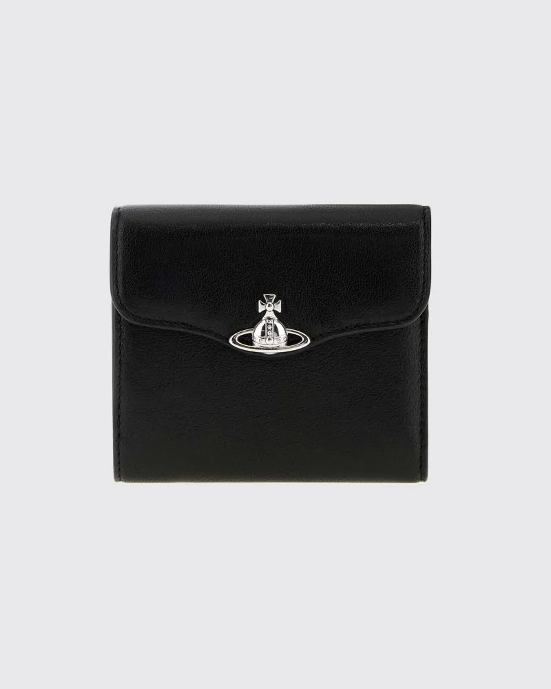 Vivienne Westwood Hunter Tri-Fold-Geldbörse von aus Leder mit Orb-Logo Schwarz