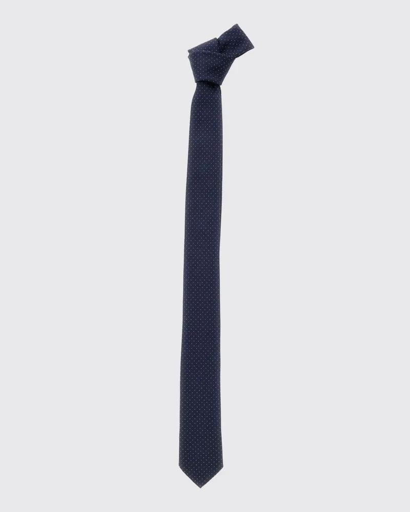 Emporio Armani Krawatte aus reiner Seide mit kontrastierendem Punktemuster Blau