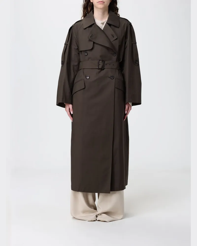 Max Mara Zweireihiger Trenchcoat aus Baumwollmischung Grün