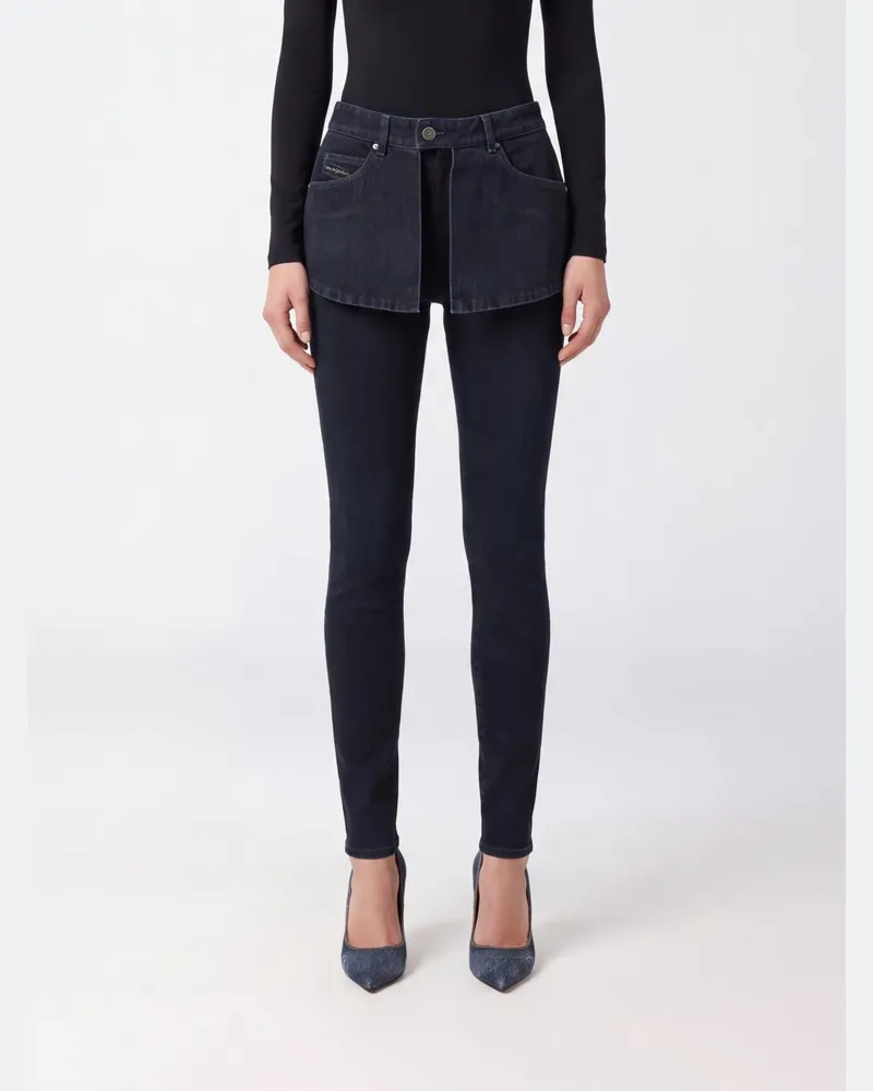 Diesel High-Waist-Skinny-Jeans D-Spika aus Stretch-Denim mit Double-Layer-Effekt Blau