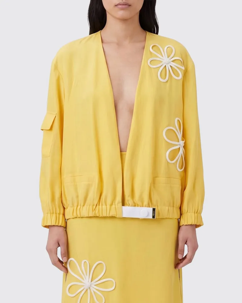 Fendi Organza-Jacke mit Blumen Gelb