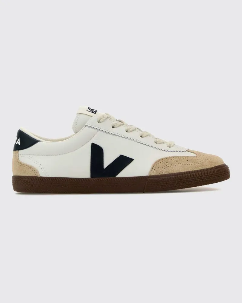 VEJA Volley Sneaker aus nachhaltigem O.T.-Leder mit kontrastierendem V-Logo Weiß