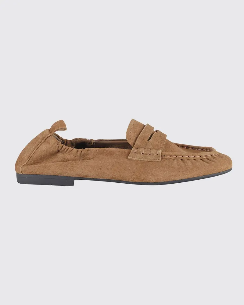 Copenhagen Geraffte Wildleder-Loafer mit Penny-Steg Braun