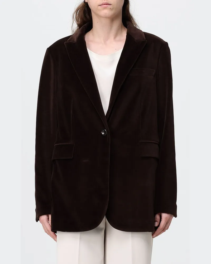 CIRCOLO 1901 Einreihiger Samt-Blazer mit steigendem Revers Burnt