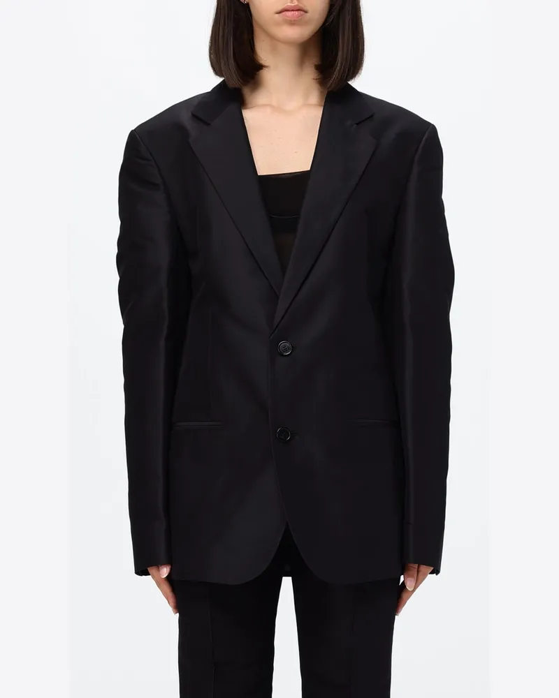 Gucci Kurzer Seidenblazer mit steigendem Revers und Schulterpolstern Schwarz
