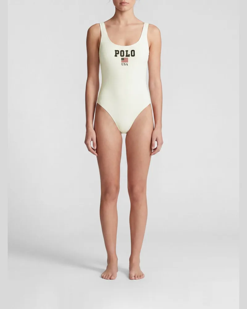 Ralph Lauren Badeanzug aus recyceltem Polyester Weiß