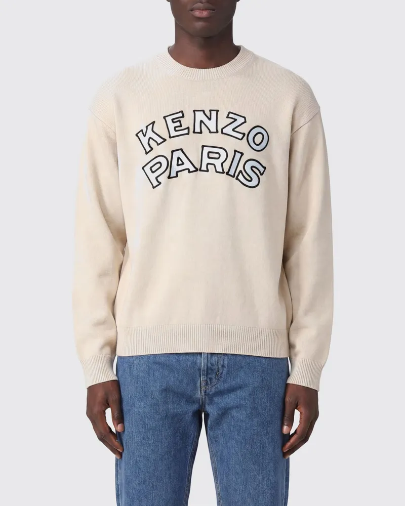 Kenzo Rundhalspullover aus Merinowolle mit Jacquard-Logo Weiß
