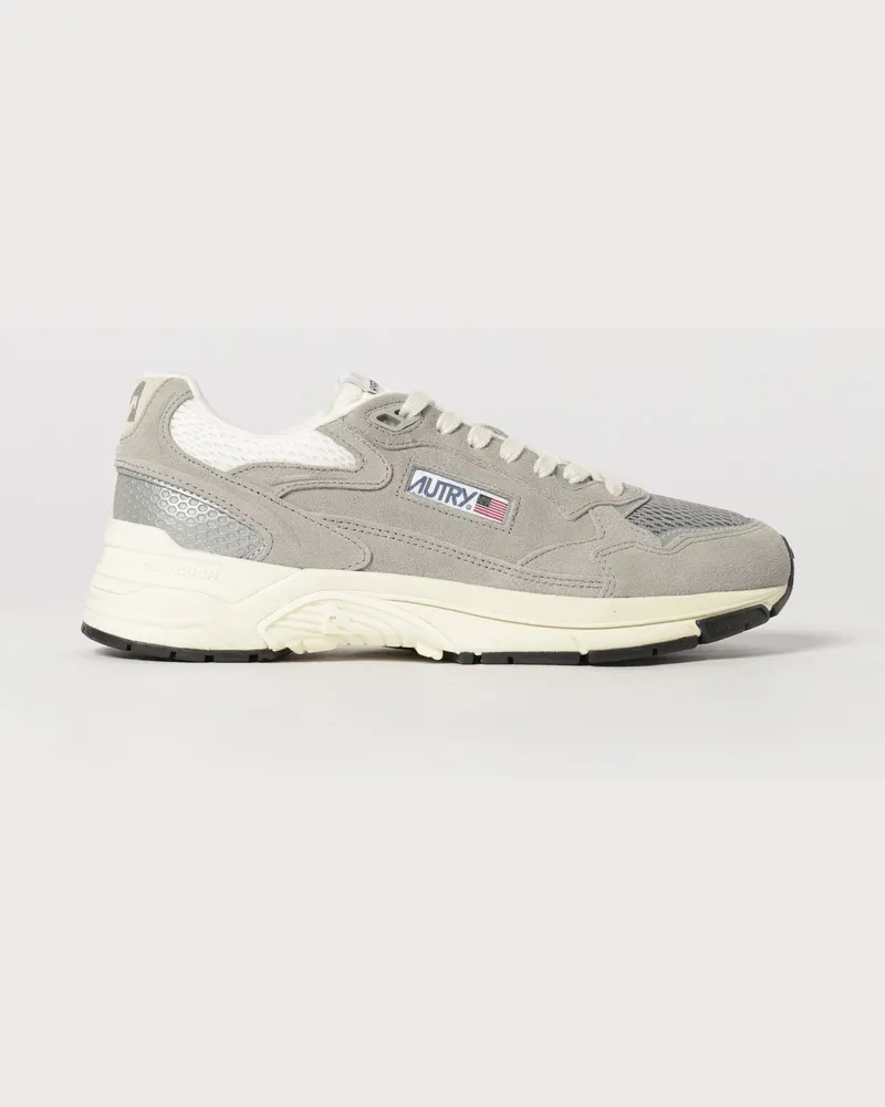 AUTRY Hyperway zweifarbige Low-Top-Sneaker aus Leder und Mesh Silber