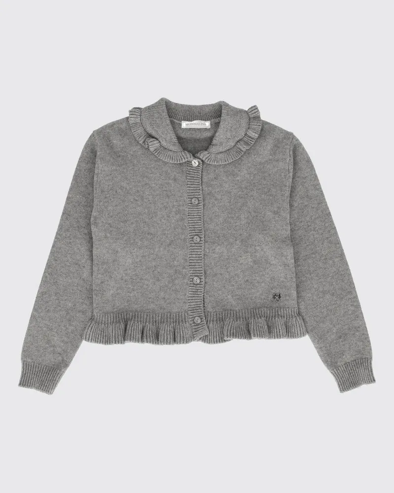 Monnalisa Cardigan aus Wollmischung mit Peter-Pan-Kragen für Mädchen Grau