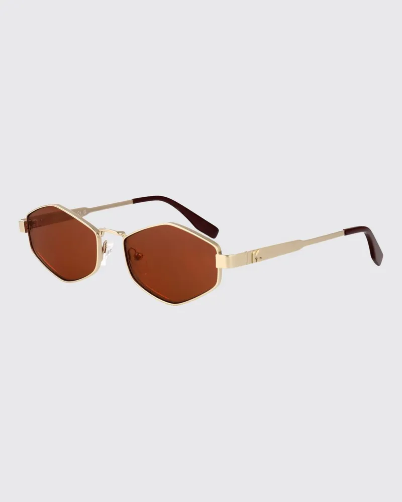 Karl Lagerfeld Unregelmäßig geformte Metall-Sonnenbrille mit geprägtem Logo Braun
