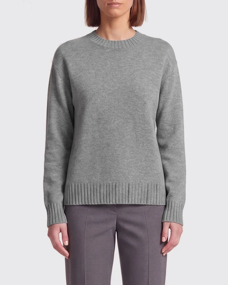 Fabiana Filippi Pullover aus Schurwolle, Seide und Kaschmir mit Monili Grau
