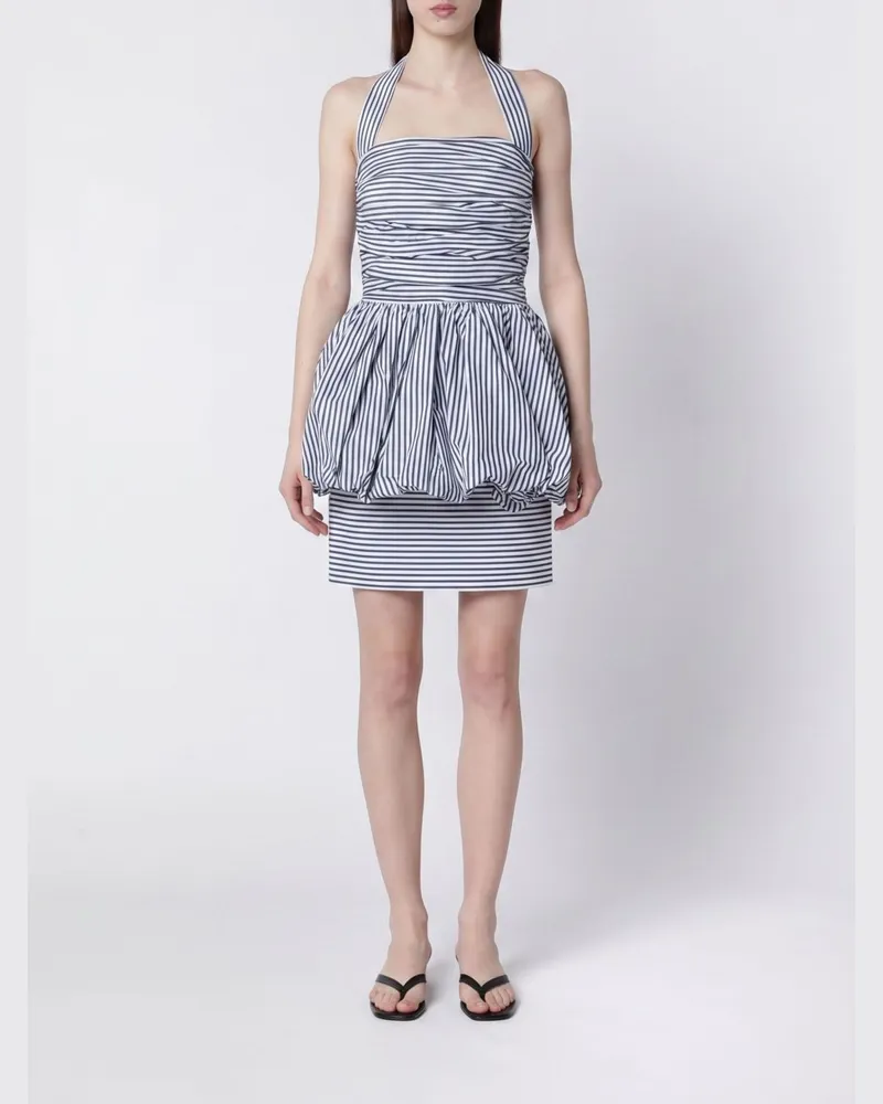 Patou Gestreiftes Etui-Minikleid aus Baumwolle mit Neckholder Blau