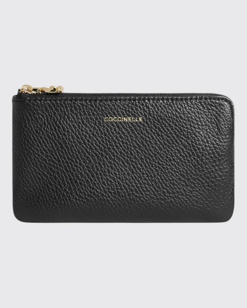 Coccinelle C-Me Softy Genarbtes Leder Pochette Schwarz