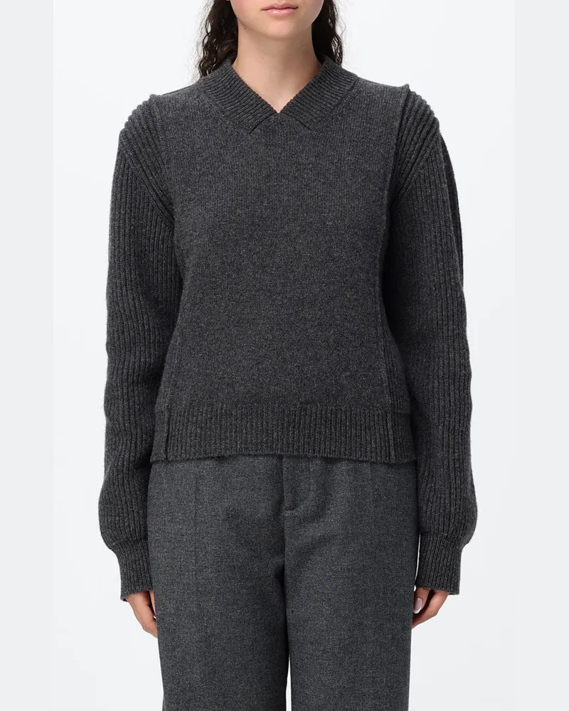 Marni Pullover mit V-Ausschnitt in Relaxed Fit aus Schurwolle und Kaschmir Graphit