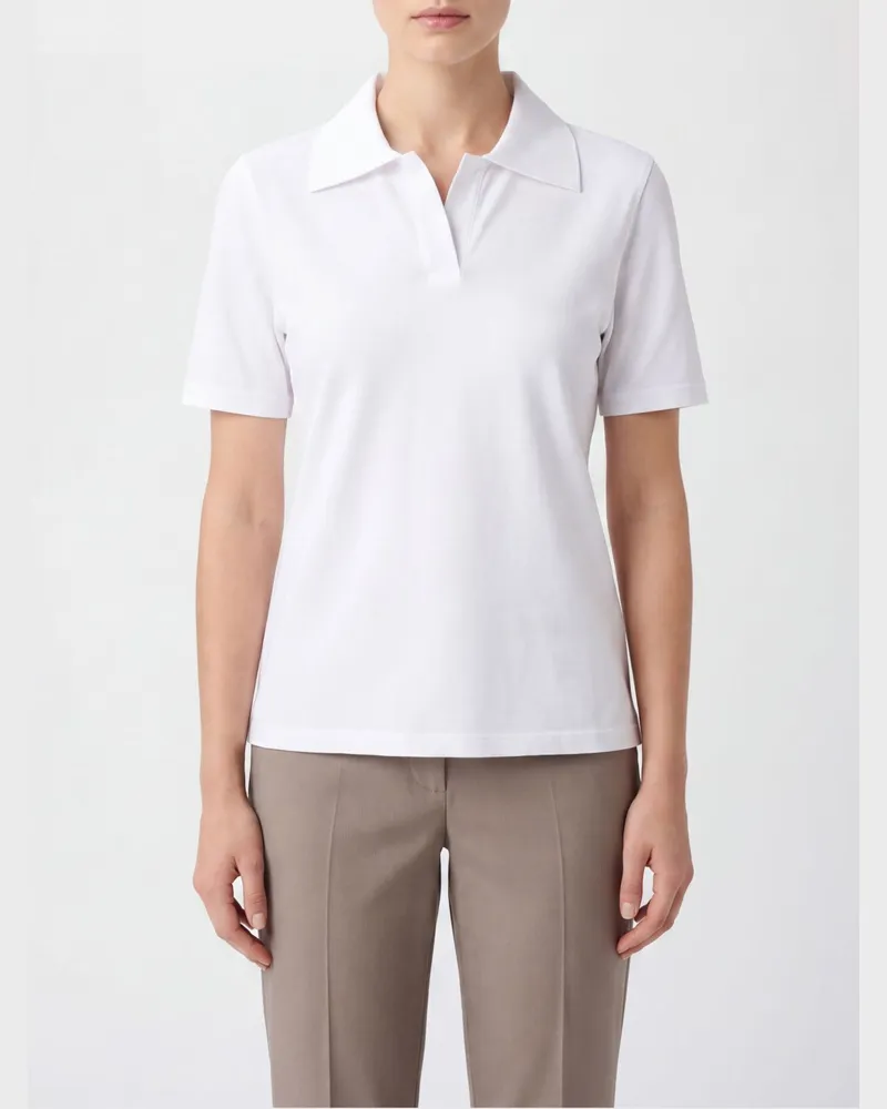 Roberto Collina Basic Polohemd aus Viskosemischung Weiß