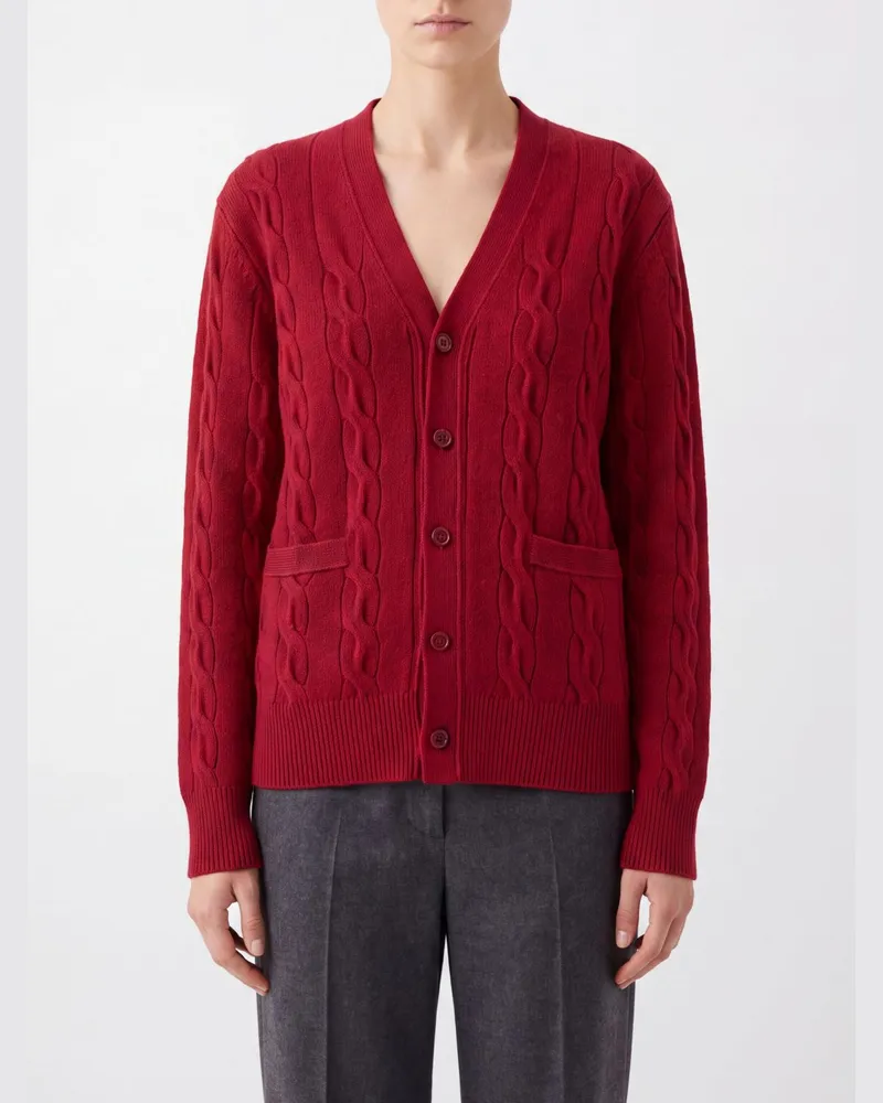 AMI Paris V-Ausschnitt-Cardigan aus Merinowolle mit aufgesetzten Taschen Rot