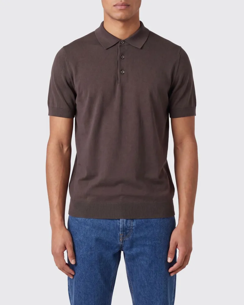 Paolo Pecora Milano Baumwollstrick-Poloshirt Dark