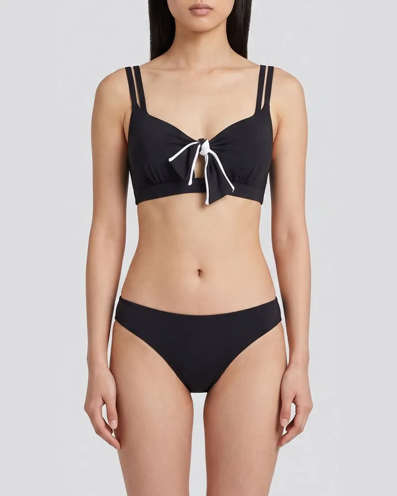 Max Mara Triangel-Bikini-Oberteil mit Bindeverschluss und V-Ausschnitt Schwarz