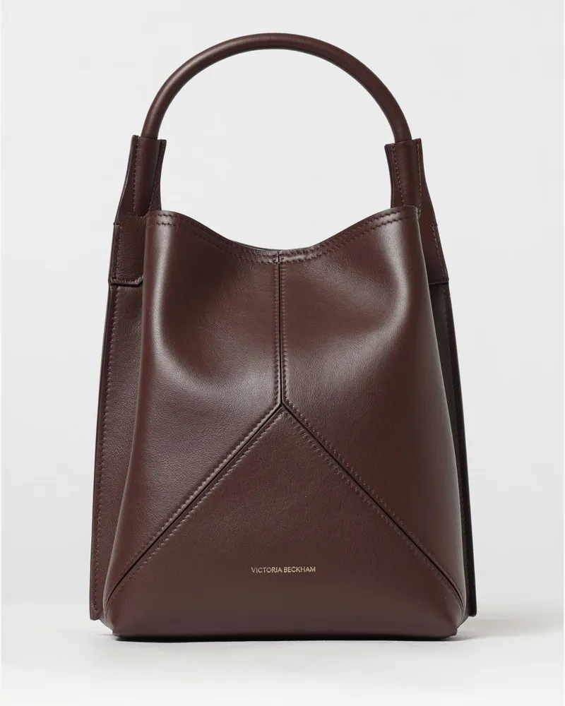 Victoria Beckham Leder-Bucket-Bag mit röhrenförmigem Griff Burgunderrot