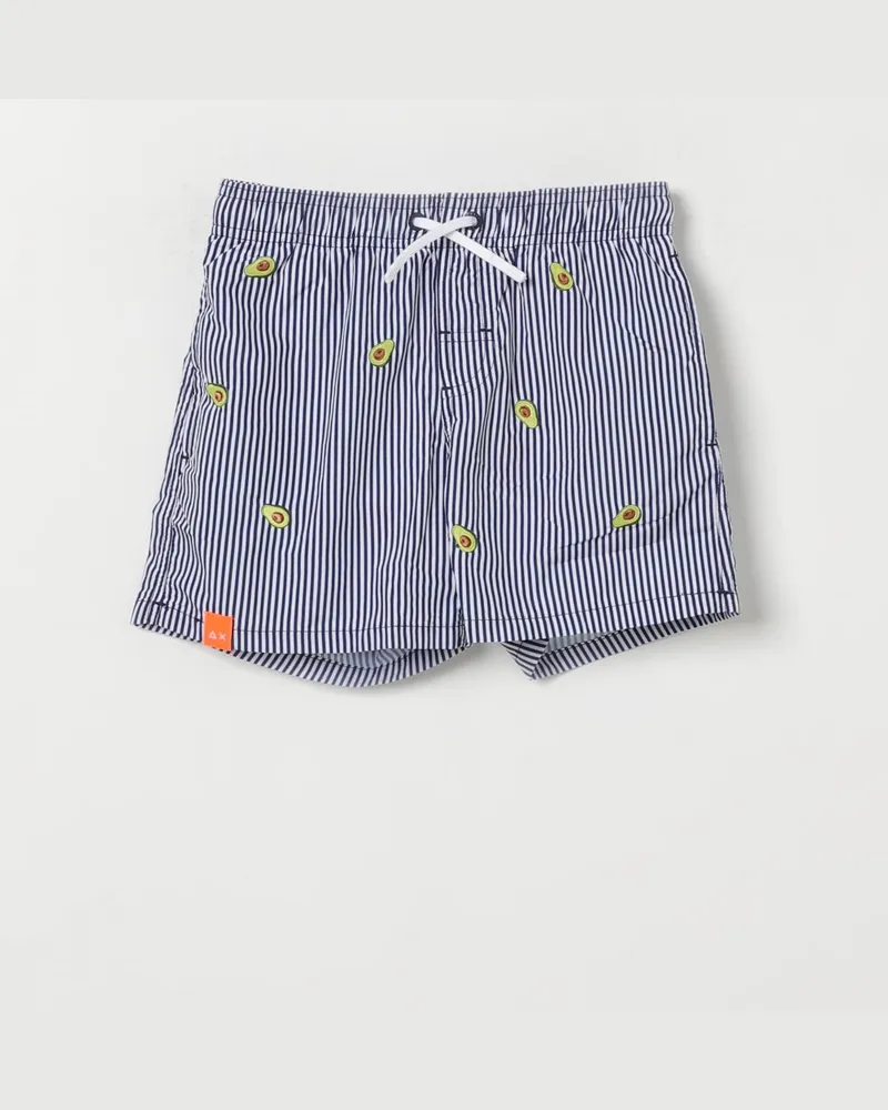 Sun68 Bestickte Boxer-Badehose Blau