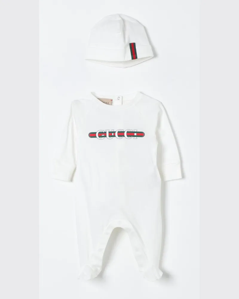 Gucci Strampler- und Mützenset Weiß