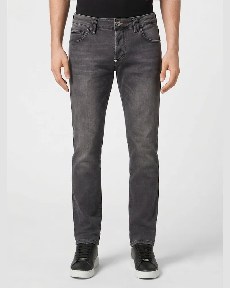 Philipp Plein Five-Pocket-Skinny-Fit-Jeans aus Stretch-Denim Grau