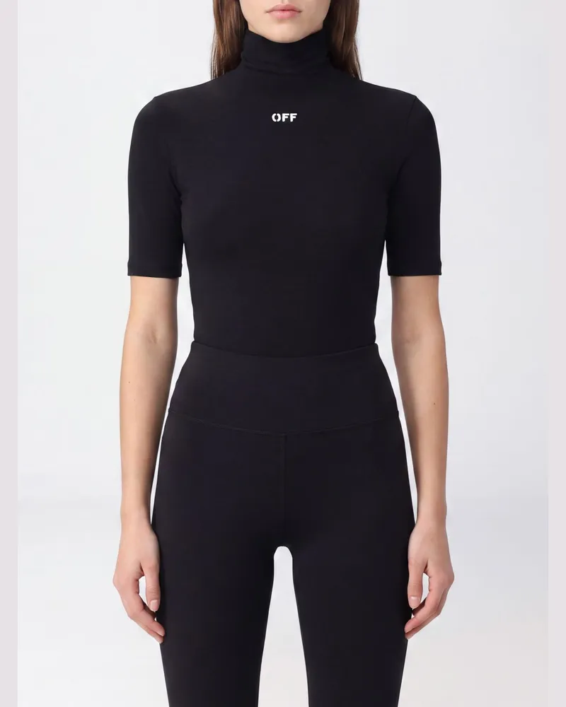 OFF-WHITE Slim Fit Kurzarm-Rollkragentop aus technischem Stretch-Gewebe Schwarz