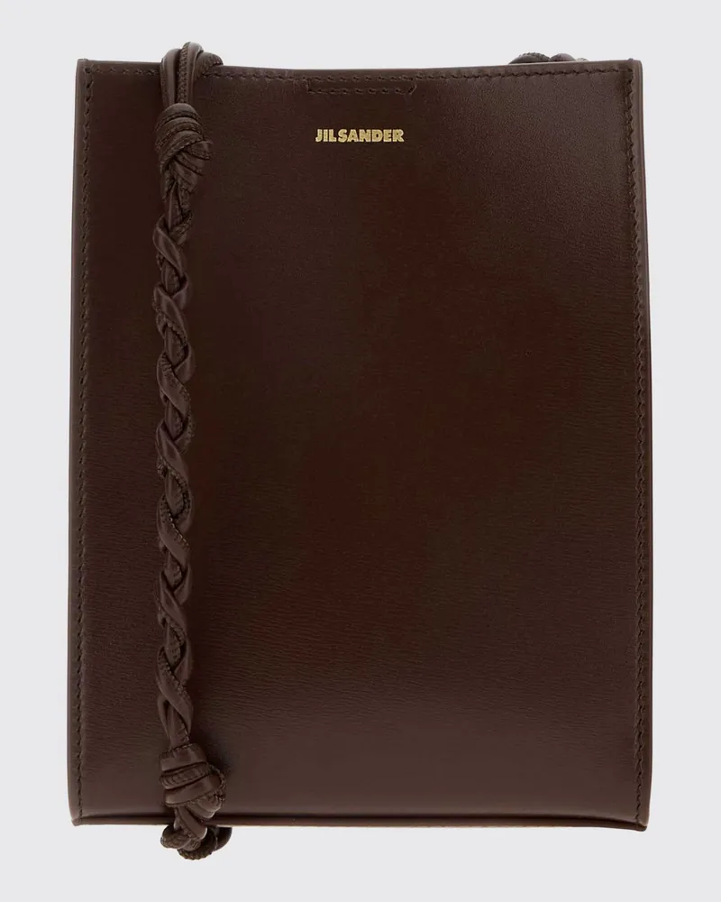 Jil Sander Kleine Tangle Umhängetasche aus Leder mit geflochtenem Riemen Braun
