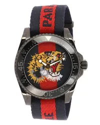 Gucci Le Marché des Merveilles Uhr 38mm Gehäuse und Web Angry Cat Muster Blau