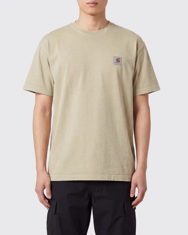 Carhartt WIP Kurzärmeliges Baumwoll-T-Shirt mit Kontrastlogo Sand