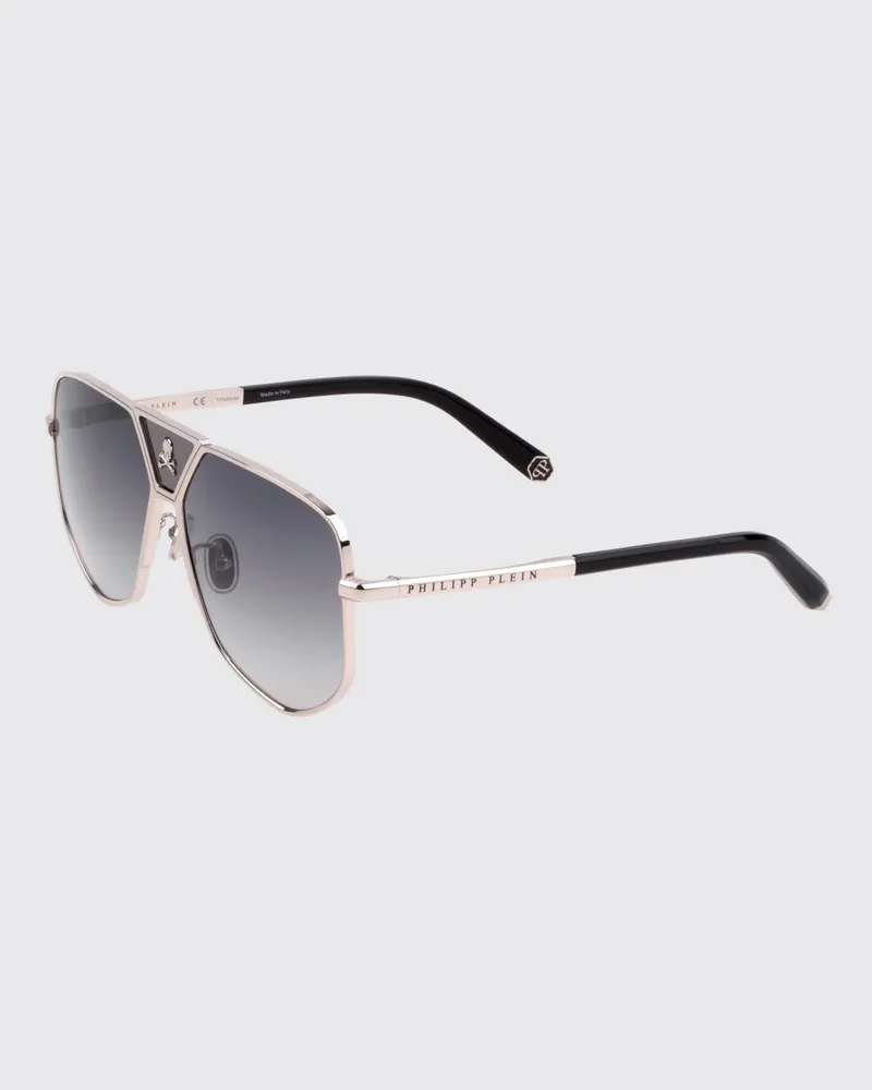 Philipp Plein Power Skull Sonnenbrille aus Metall und Acetat Silber