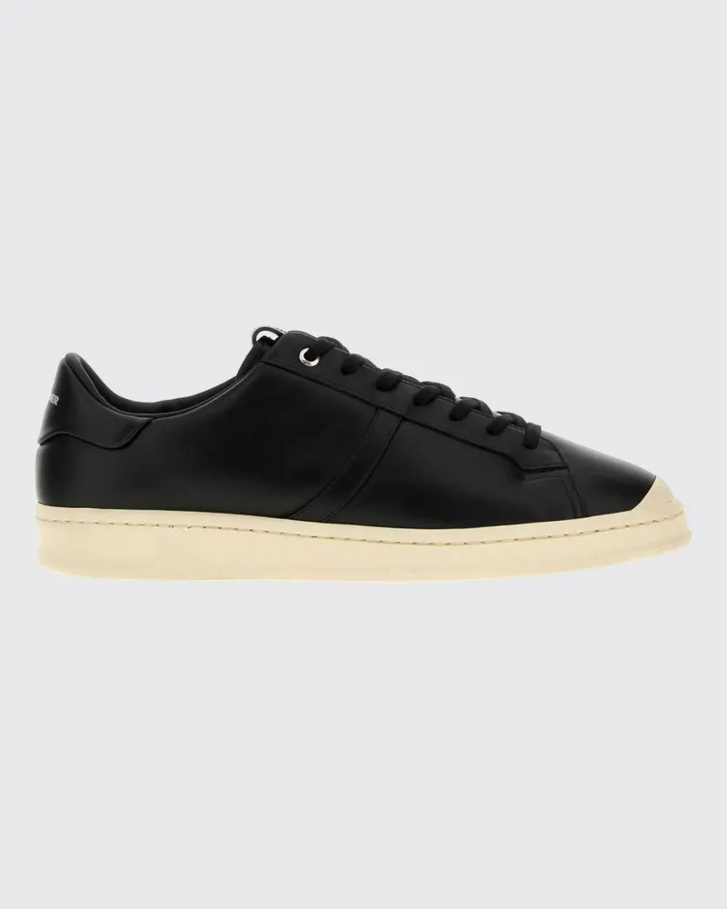 Jil Sander Low-Top-Sneakers aus glattem Kalbsleder mit Gummisohle Schwarz