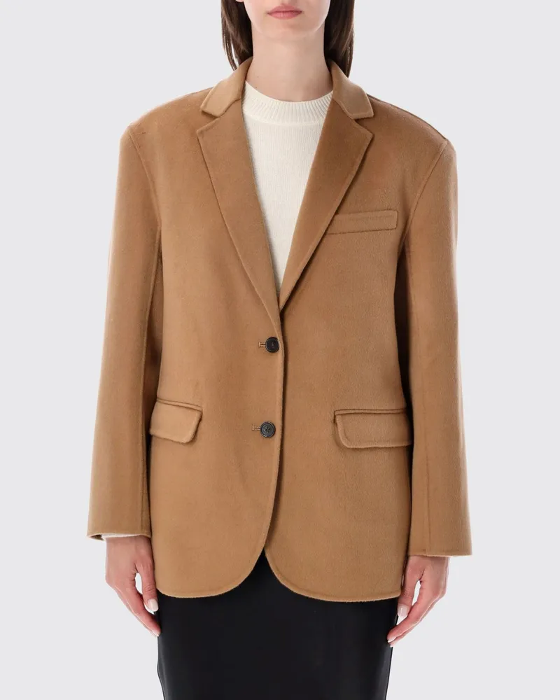Anine Bing Einreihiger Quinn Blazer aus Woll-Kaschmir-Mischung mit Revers Camel