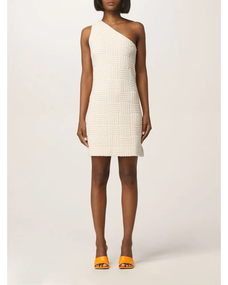 Bottega Veneta Strukturiertes  One-Shoulder-Kleid Yellow
