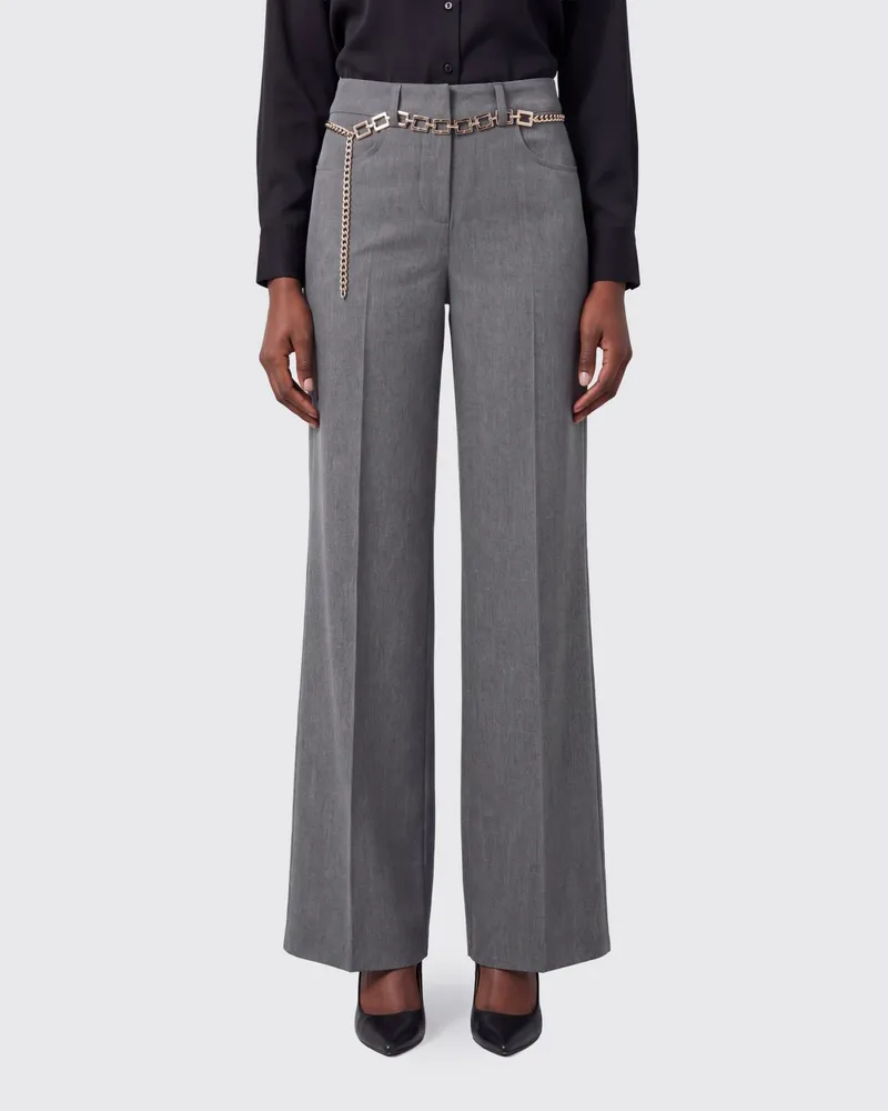 Liu Jo Palazzo-Hose aus Lyocell mit Schmuckgürtel Grau
