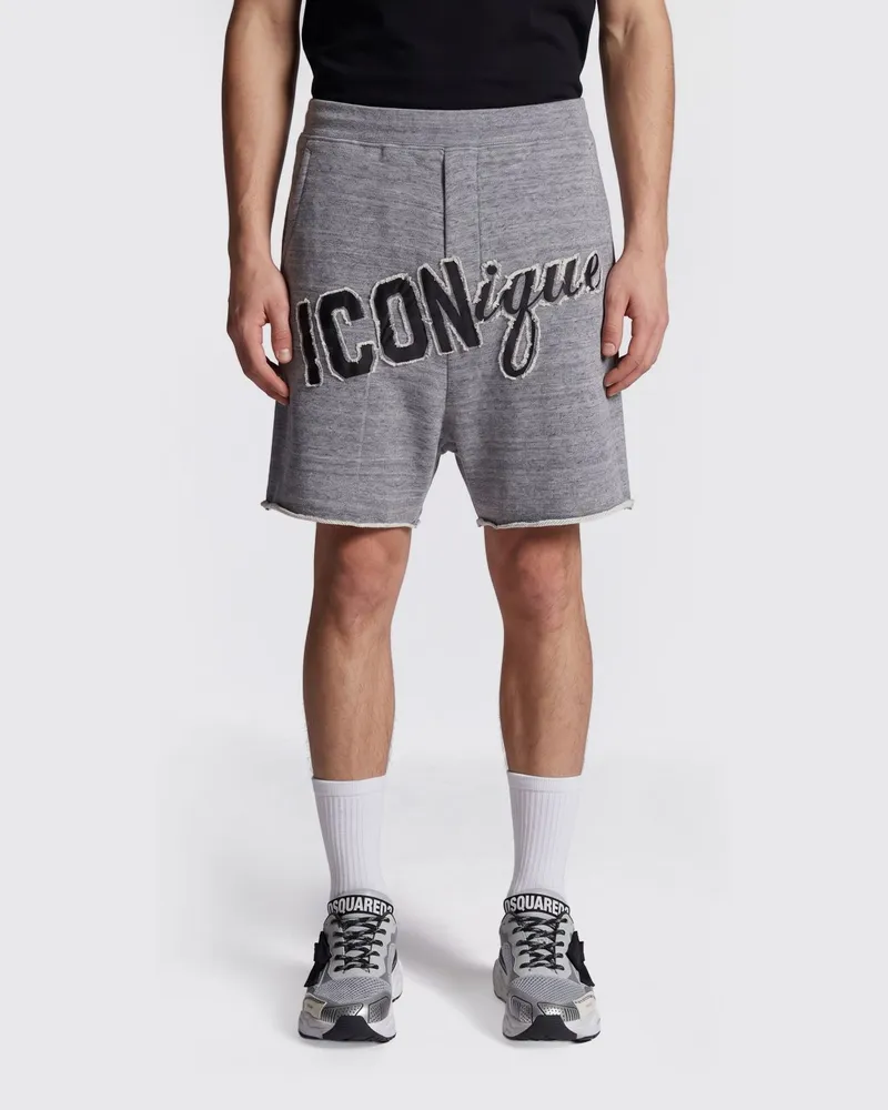 Dsquared2 Sportshorts aus Baumwolle mit hohem elastischem Bund und Logo Grau