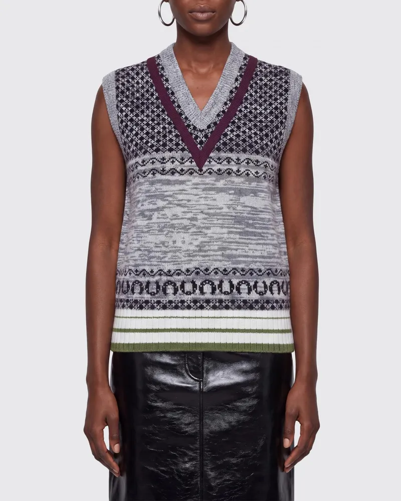 Dries van Noten Strickweste aus Wolle und Kaschmir mit Jacquard-Muster Nude