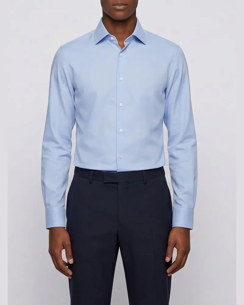 HUGO BOSS Slim Fit Jerseyhemd Hellblau