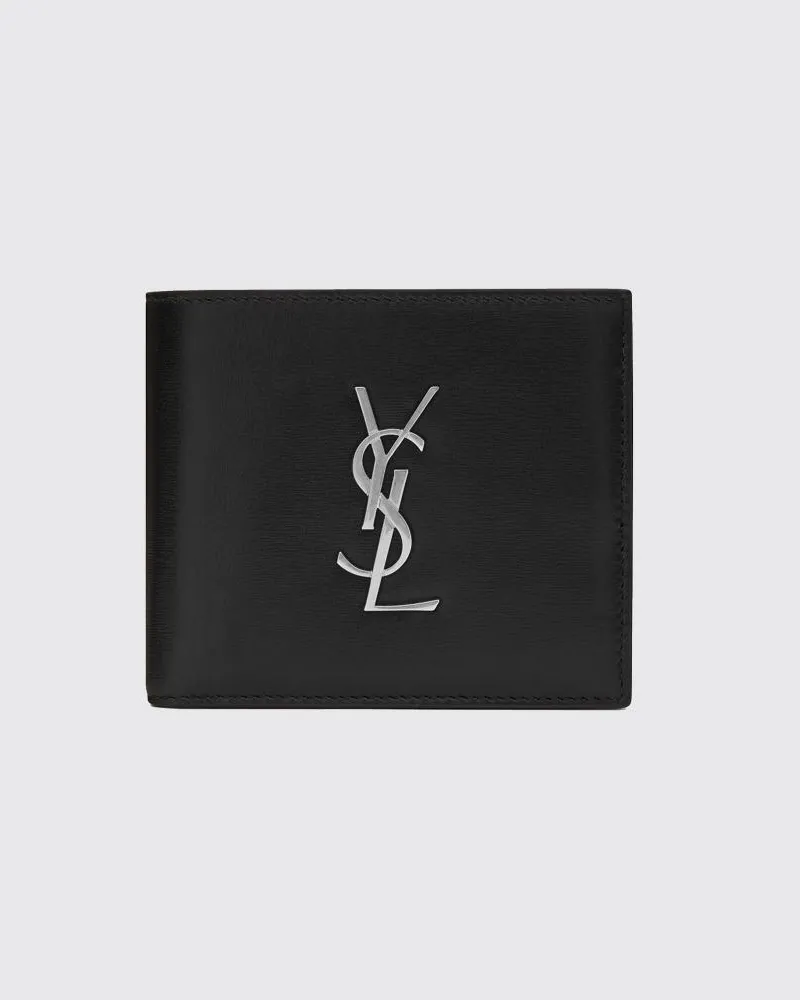 Saint Laurent Cassandre Bifold-Portemonnaie aus Kalbsleder mit YSL-Monogramm Schwarz