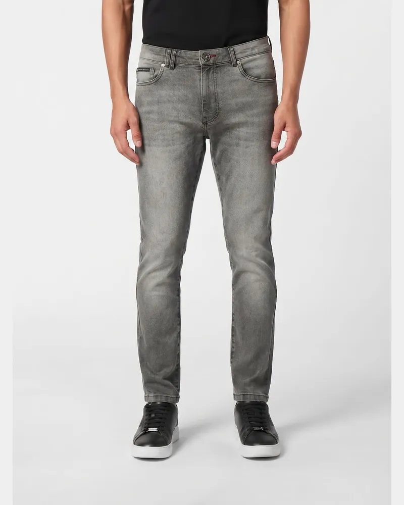 Philipp Plein Skinny Fit Jeans aus Stretch-Denim Grau