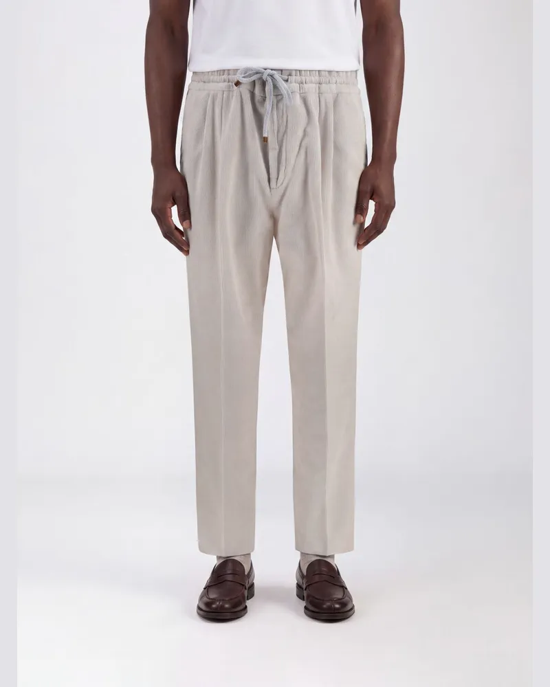 Brunello Cucinelli Samt-Hose mit Kordelzug von mit mittlerem Bund Ice