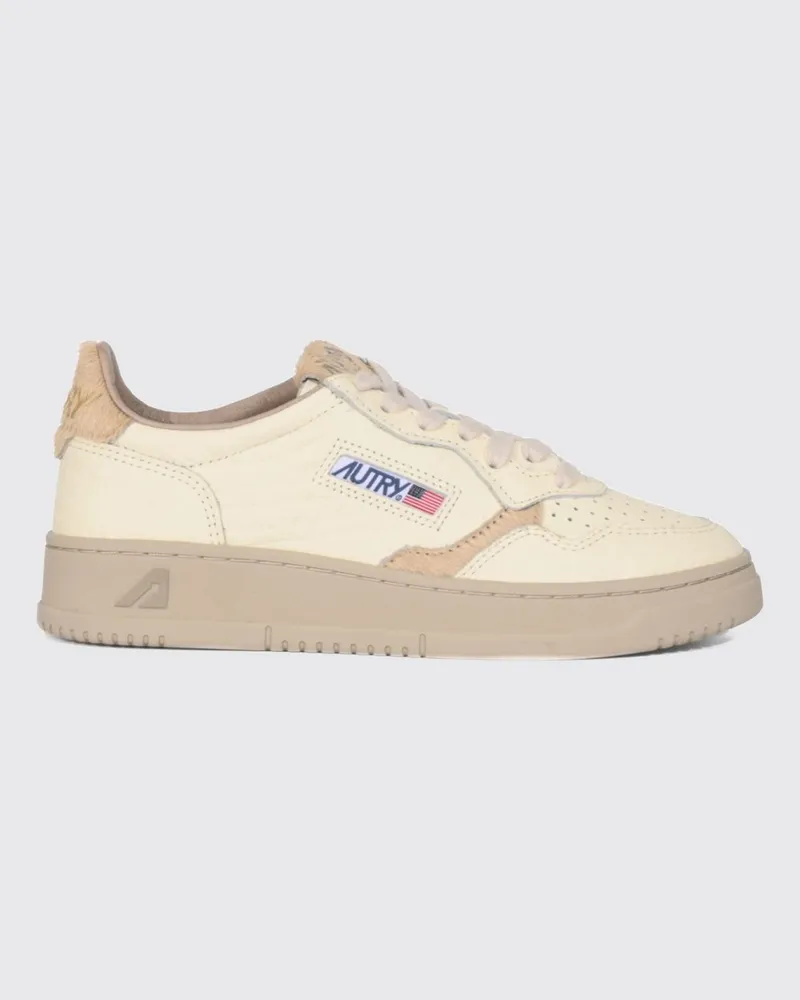 AUTRY Medalist Low-Sneaker aus genarbtem Leder mit perforierter Spitze Sand