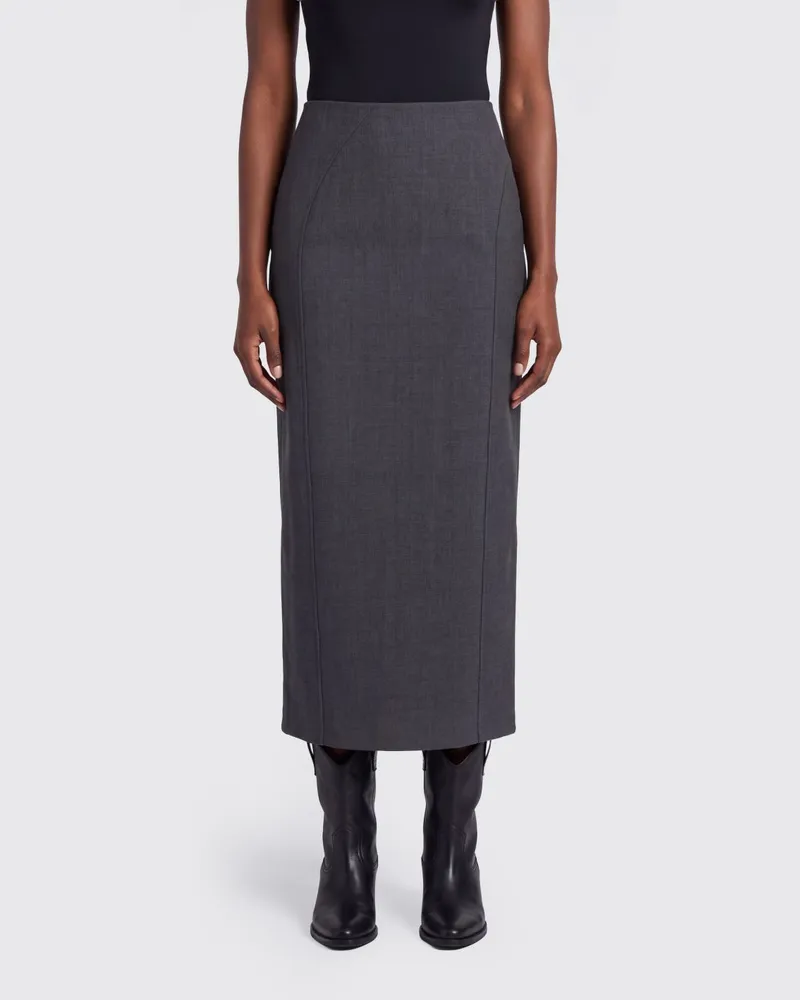 Jil Sander Hoch taillierter Midi-Bleistiftrock aus Stretch-Schurwolle Grau