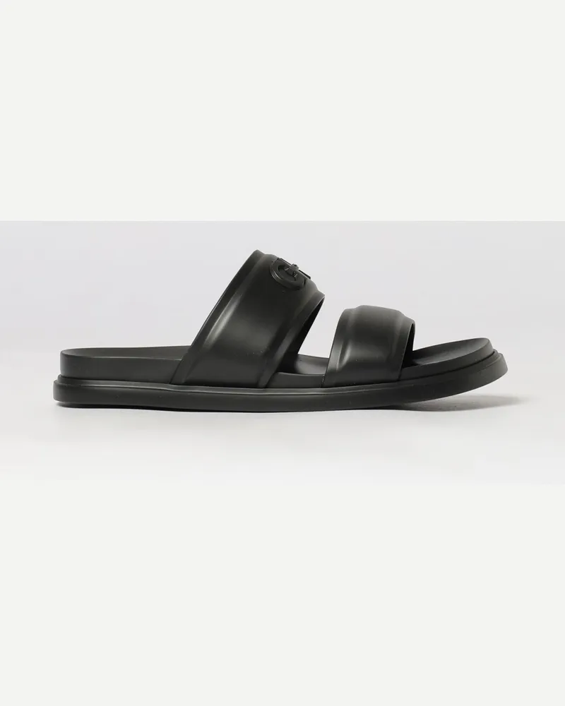 Ferragamo Flache Sandalen aus Gummi mit geprägtem Gancini-Logo Schwarz
