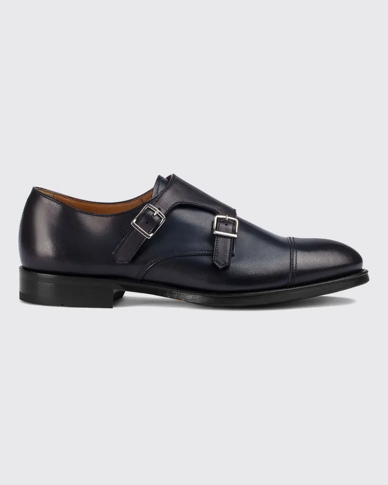 Doucal´s Doppel-Monkstrap-Anzugschuhe aus glattem Kalbsleder Blau