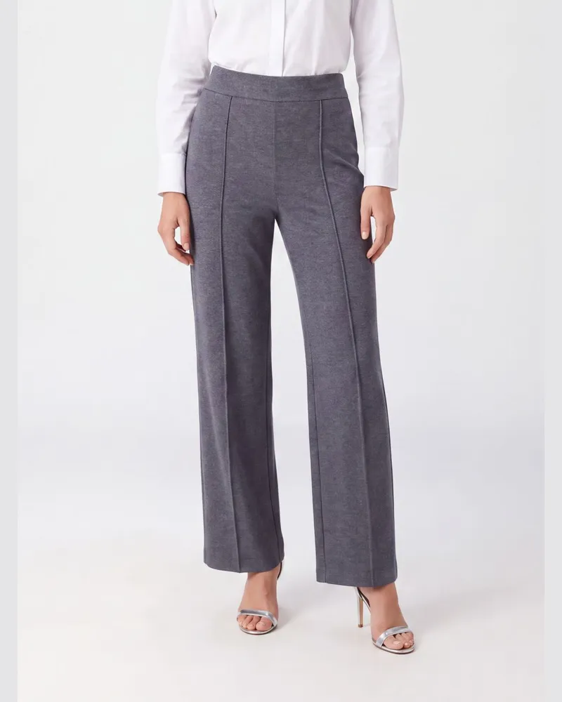 Semicouture Hoch taillierte Hose mit weitem Bein aus Stretch-Viskose-Jersey Grau