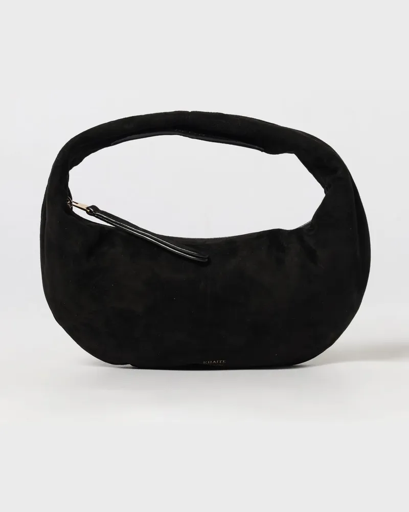 KHAITE Olivia Kleine Hobo-Tasche aus Kalbswildleder mit Reißverschluss Schwarz