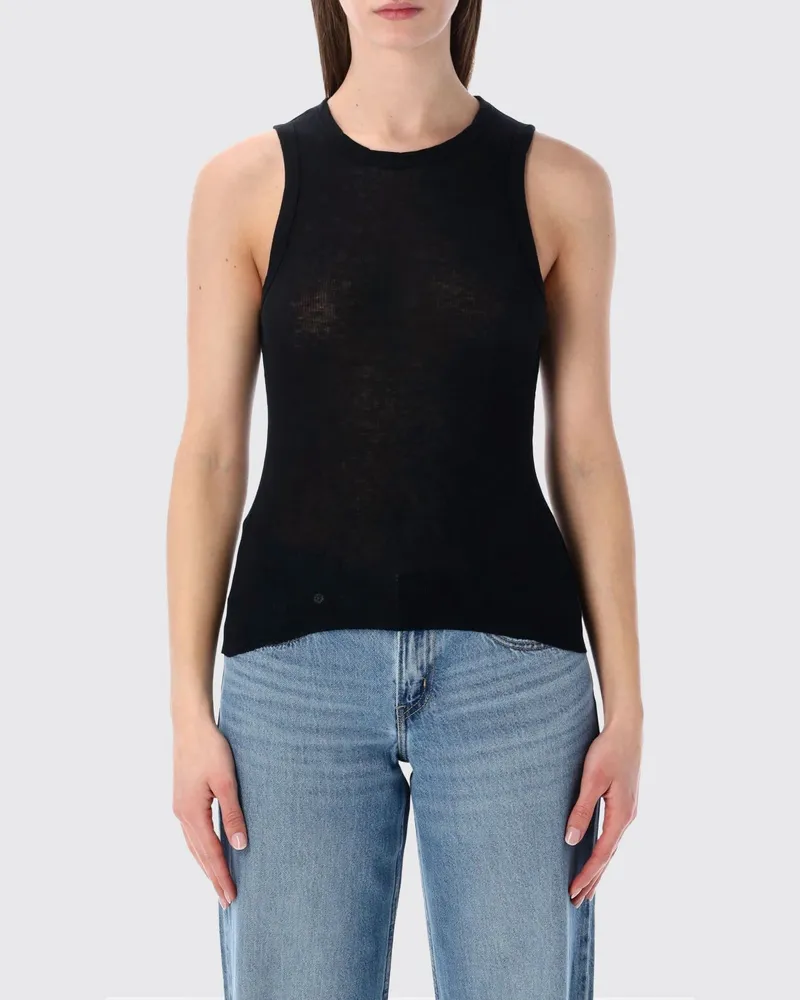 James Perse Slim-Fit Off-Shoulder-Top von aus Baumwolle und Kaschmir Schwarz
