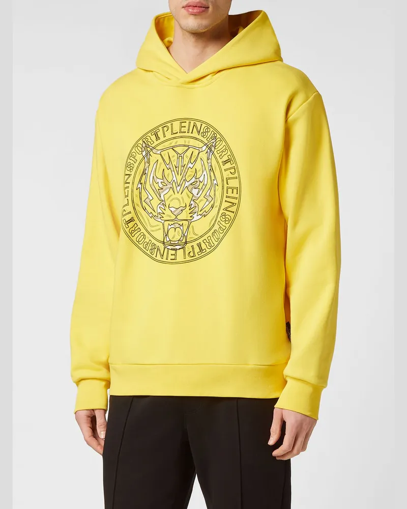 Philipp Plein Tiger Baumwoll-Hoodie mit kontrastierendem Logo Schwarz